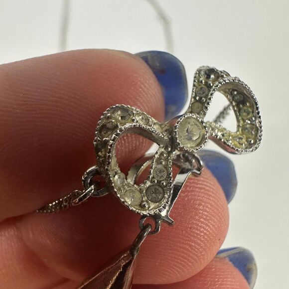 Christian Dior Letter “D” Y-Drop Silver Tone Rhinestone Pendant Necklace - Picture 2 of 11